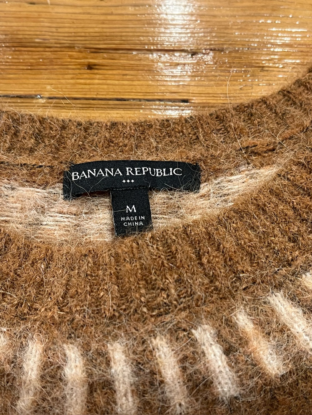 Banana Republic Fair Isle Alpaca Blend Burnt Umber Crewneck Sweater • M • EUC - Picture 5 of 8